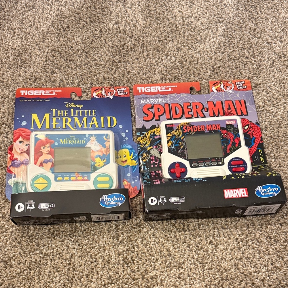 Hasbro Disney The Little Mermaid and Marvel Spider-Man Handheld Games